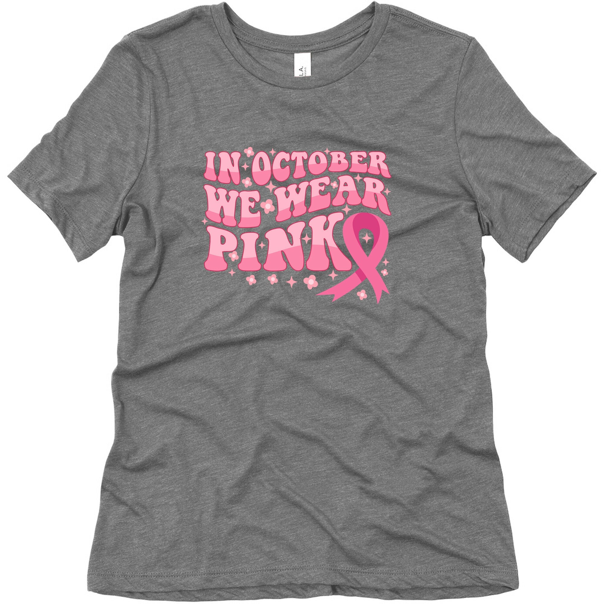 In October We Wear Pink Breast Cancer Awareness Womens Triblend Tee